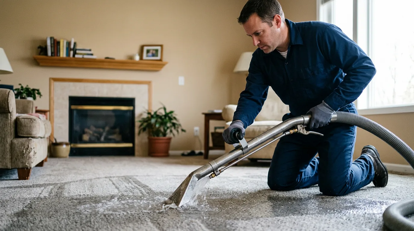 Water damage restoration technician working near East Andover, NH